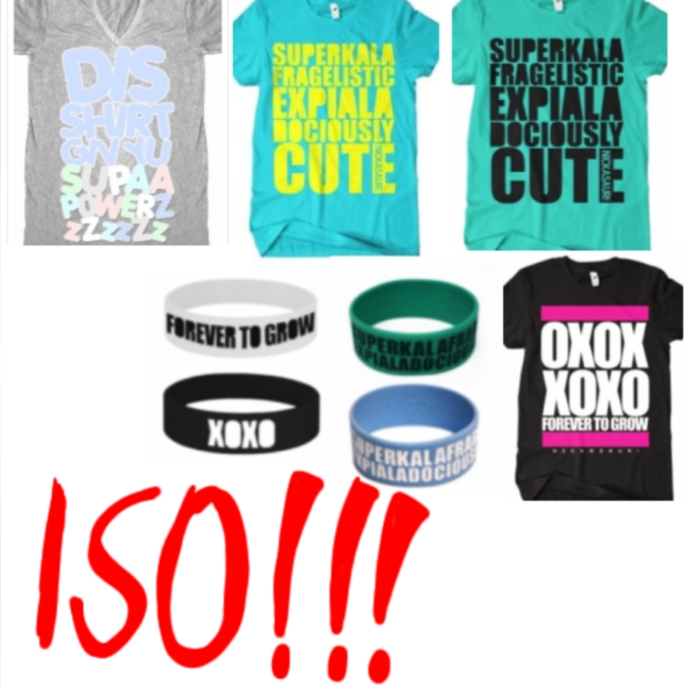 (ISO DO NOT BUY!) nickasaur! and Amy Can Flyy shirts and bracelets